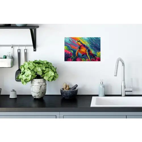 Koraal - Schildpad - Abstract - Water Muursticker klein -keuken
