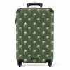 Patronen - Kleine palmbomen op donker olijfgroen NBS - Handbagage koffer - Kinderen Unisex middel -productfoto_recht