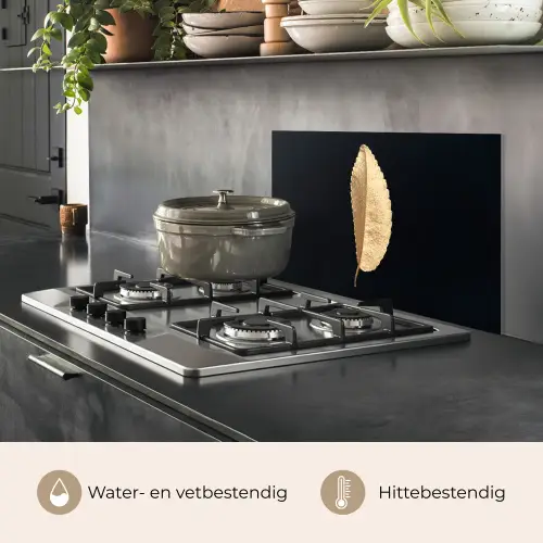Bladeren - Black and gold - Luxe - Chic - Natuur keuken achterwand spatscherm klein -usp_NL
