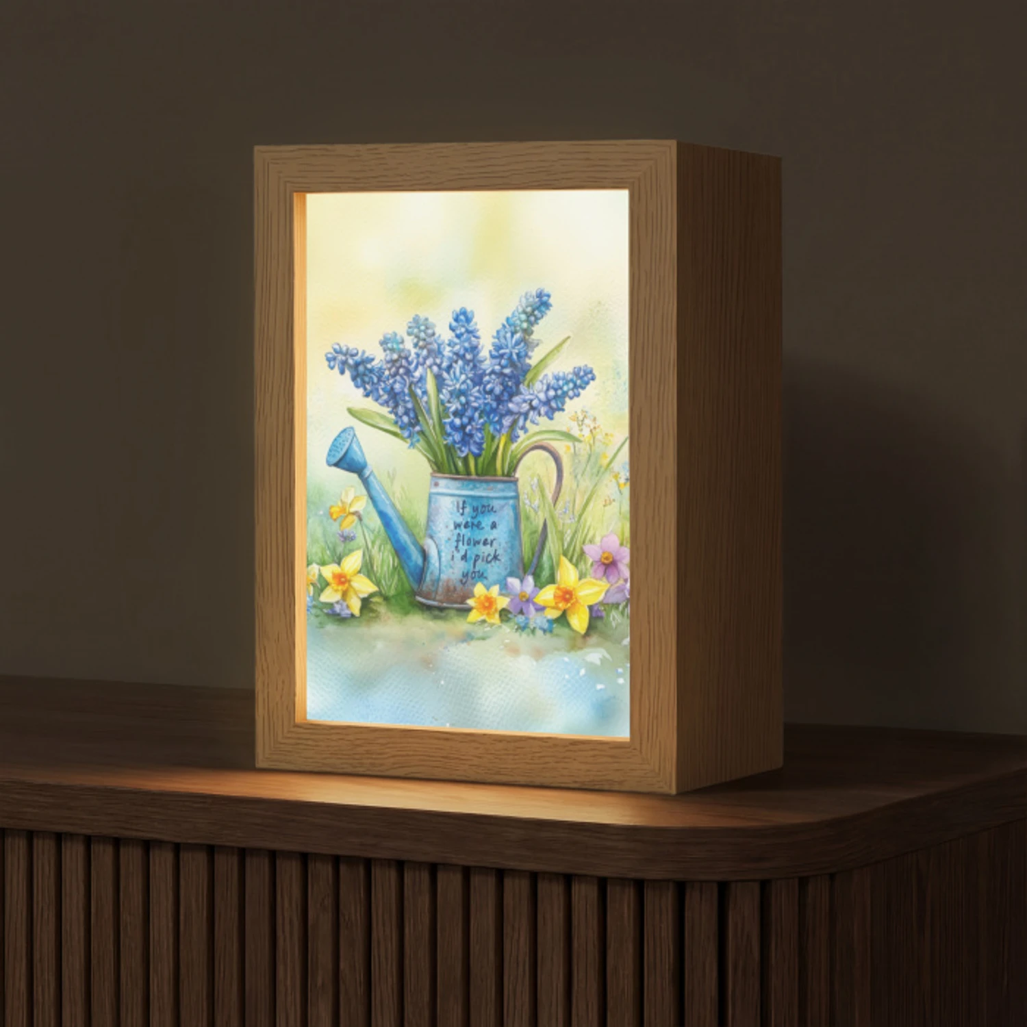 Lavendelbloemen - Quote - Gieter Light Box met kabel (Tafellamp) klein -z3d_website