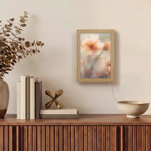 Bloemen - Pastel - Kunst - Klaprozen - Watercolor Light Box met kabel (Tafellamp) klein -sfeer2