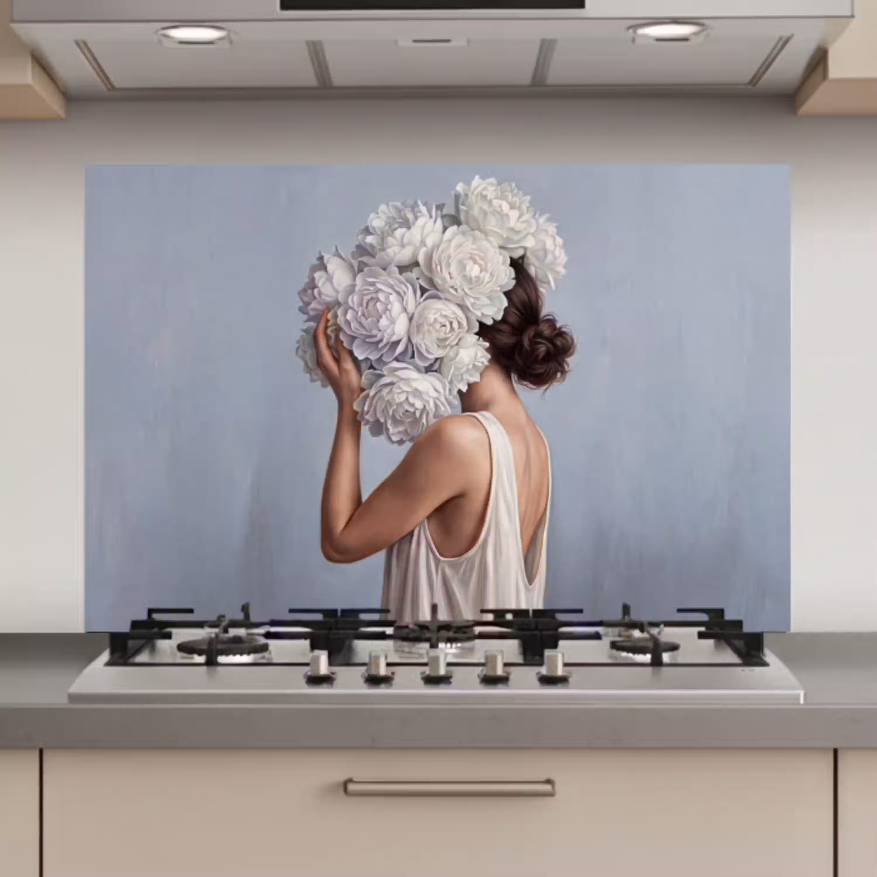 Bloemen - Vrouw - Wit keuken achterwand spatscherm klein -3d_website