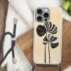 Zwart - Bladeren - Strepen - Minimalistisch Hoesje iPhone 16 Pro Max met koord klein -sfeer4