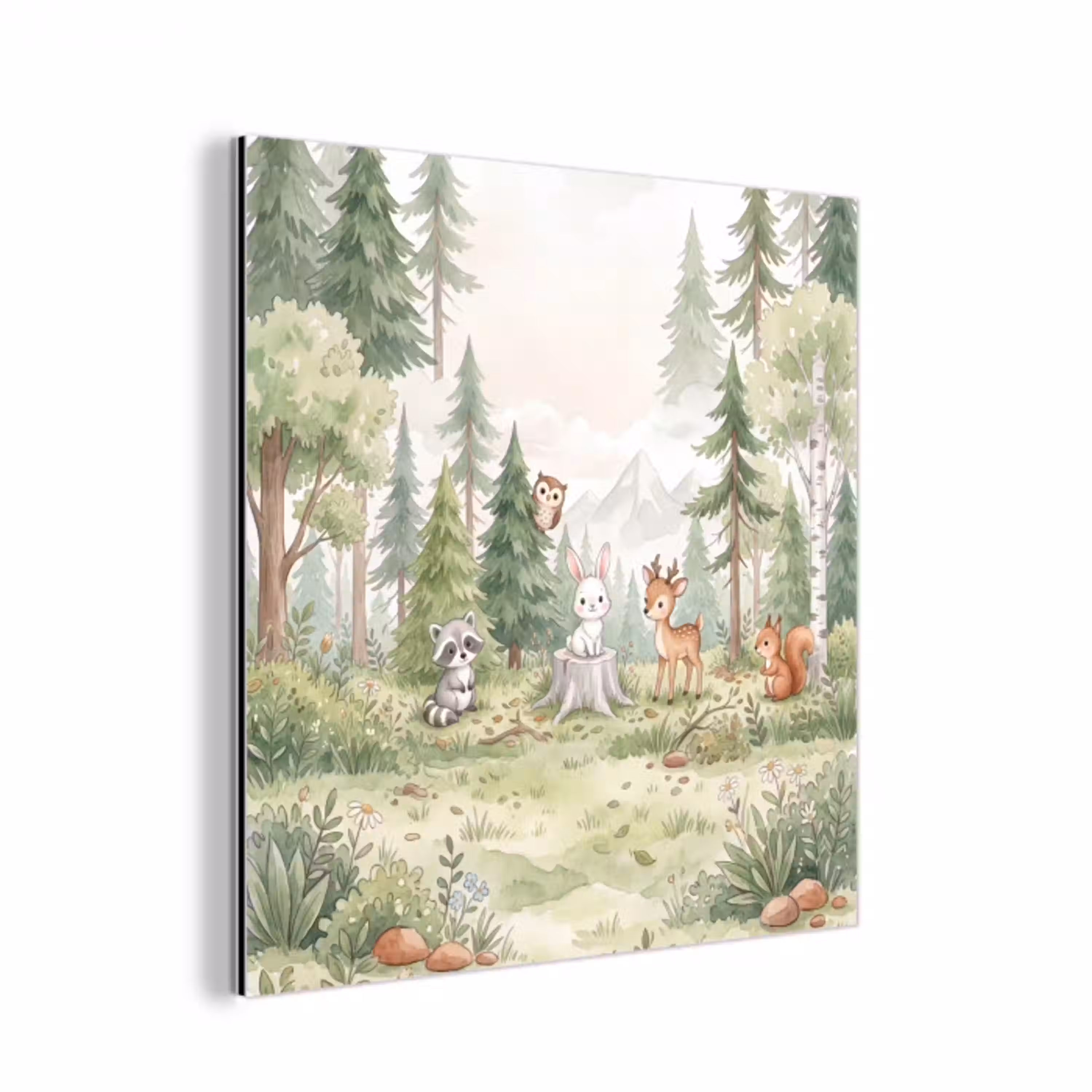 Bos - Dieren - Groen aluminium wit klein -3d