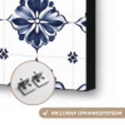 Tegelmotief - Blauw - Wit - Bloem Textielframe zwart klein 947 -USP_ophangsysteemNL
