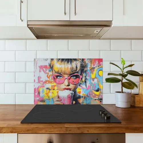 Expressief - Milkshake - Vrouw - Felle kleuren keuken achterwand spatscherm klein -sfeer2
