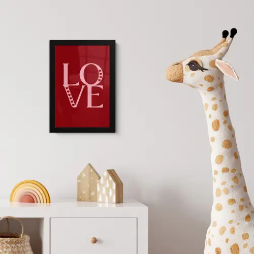 Love - Rood - Hatjes fotolijst zwart zonder passe partout klein -usfeer4_kinderkamer