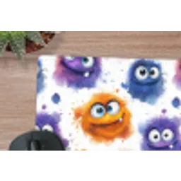 Monstertjes - Aquarel - Kleurrijk muismat rubber klein 262 -closeup