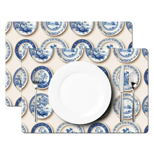 Borden - Bomen - Planten - Blauw Placemat vinyl groot 368 -zzsfeer2_Kitchenyeah-website