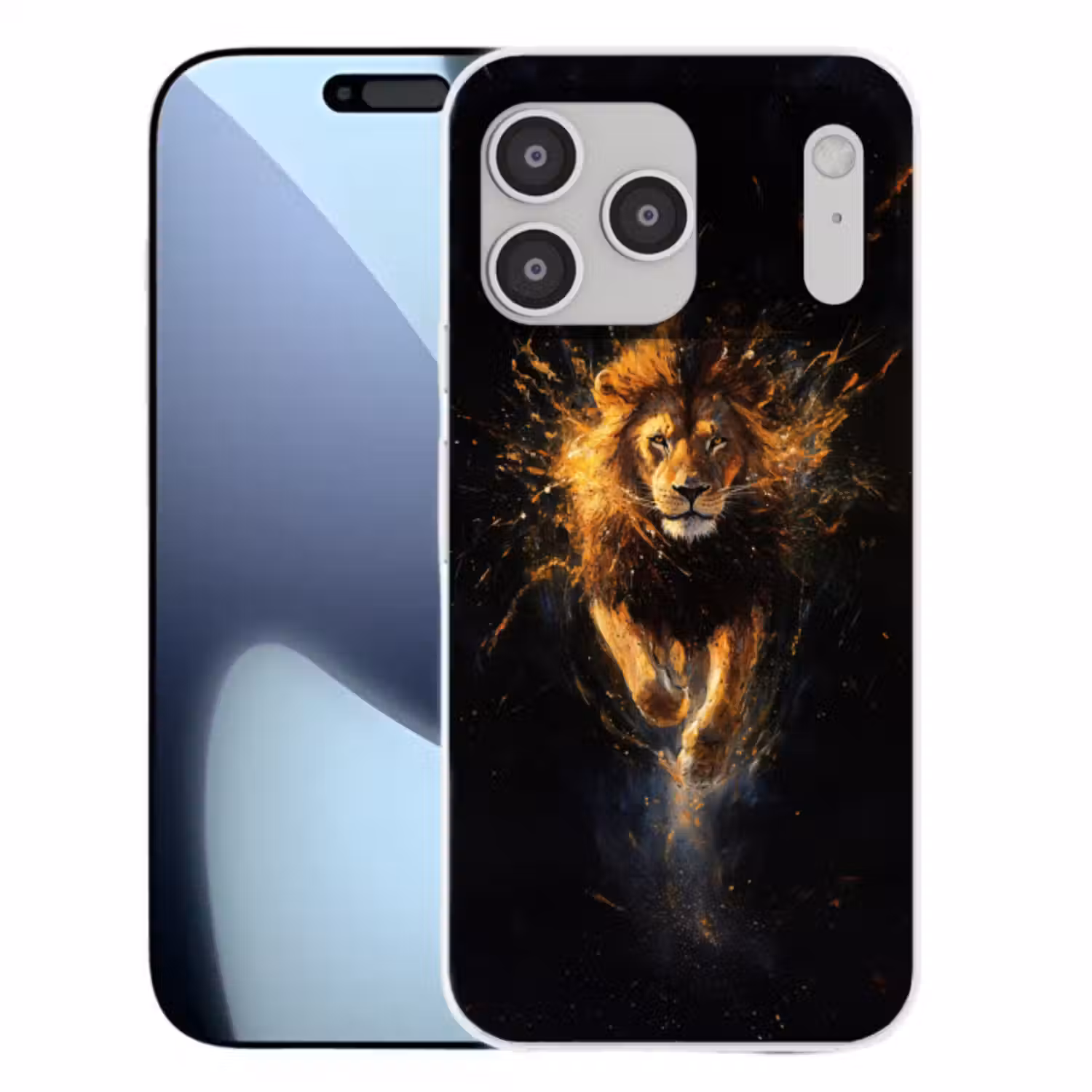 Telefoonhoesje Softcase - Leeuw - Zwart - Oranje - Verf