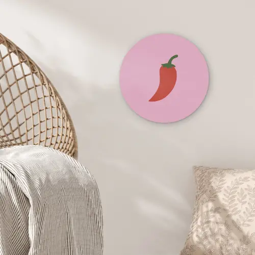 Peper - Rood - Illustratie Akoestische PET Vilt - Rond klein -sfeer4