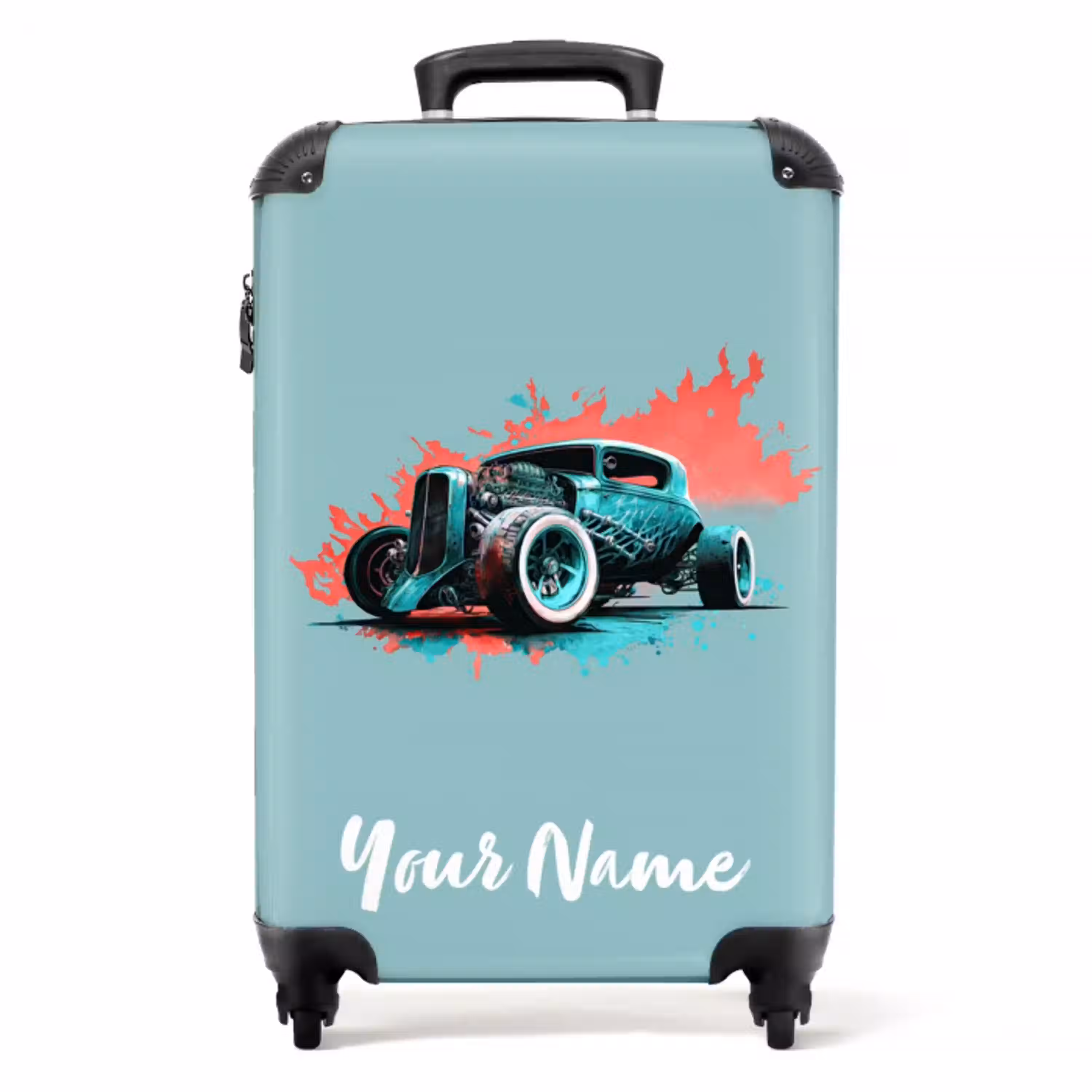 Hotrod turquoise NBS - Handbagage koffer - Kinderen Unisex middel -productfoto_recht