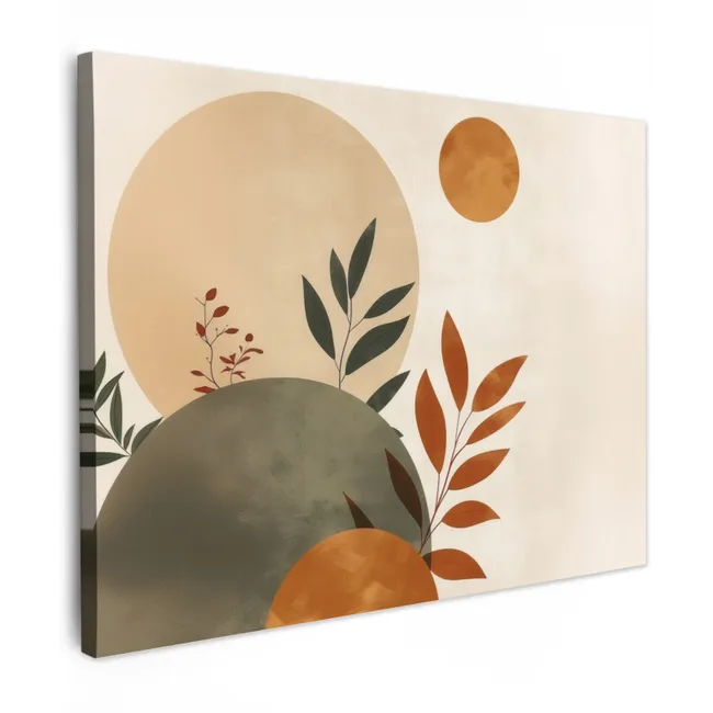 Canvas Print - Shapes - Round - Leaves - Beige