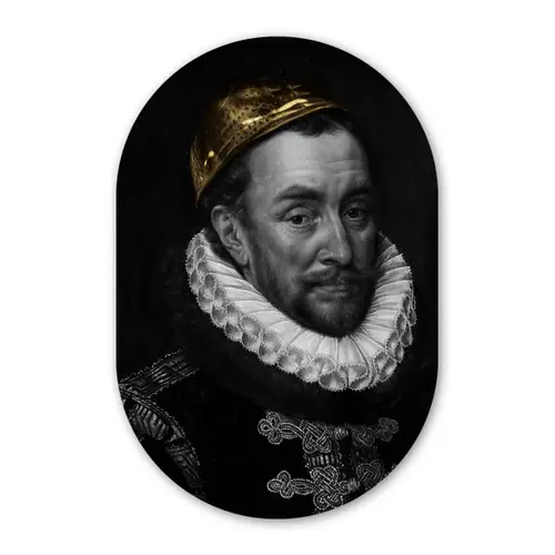 Willem van Oranje - Adriaen Thomasz - Goud Wandcirkel Ovaal Forex klein -3d
