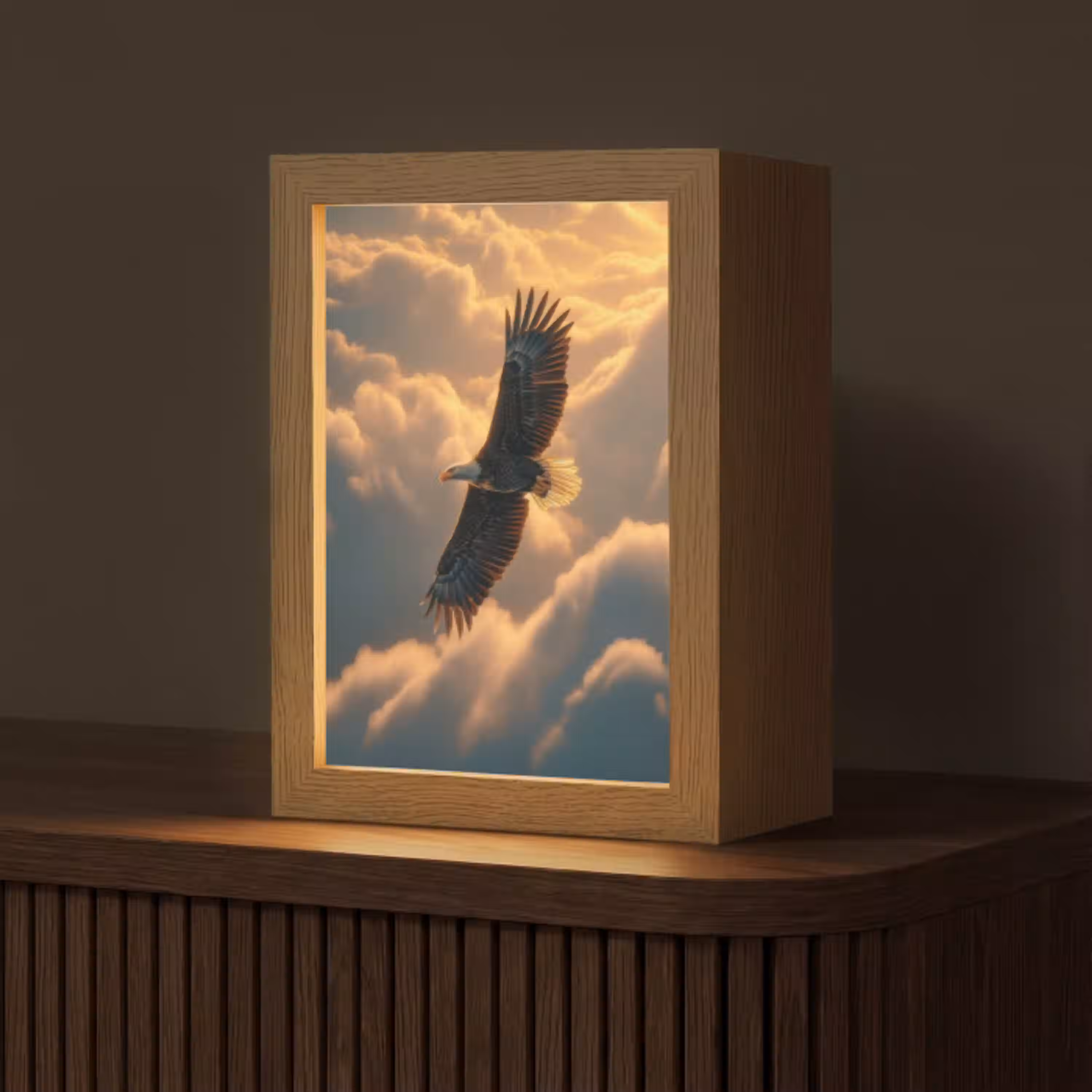 Adelaar - Wolken - Zon Light Box met kabel (Tafellamp) klein -z3d_website