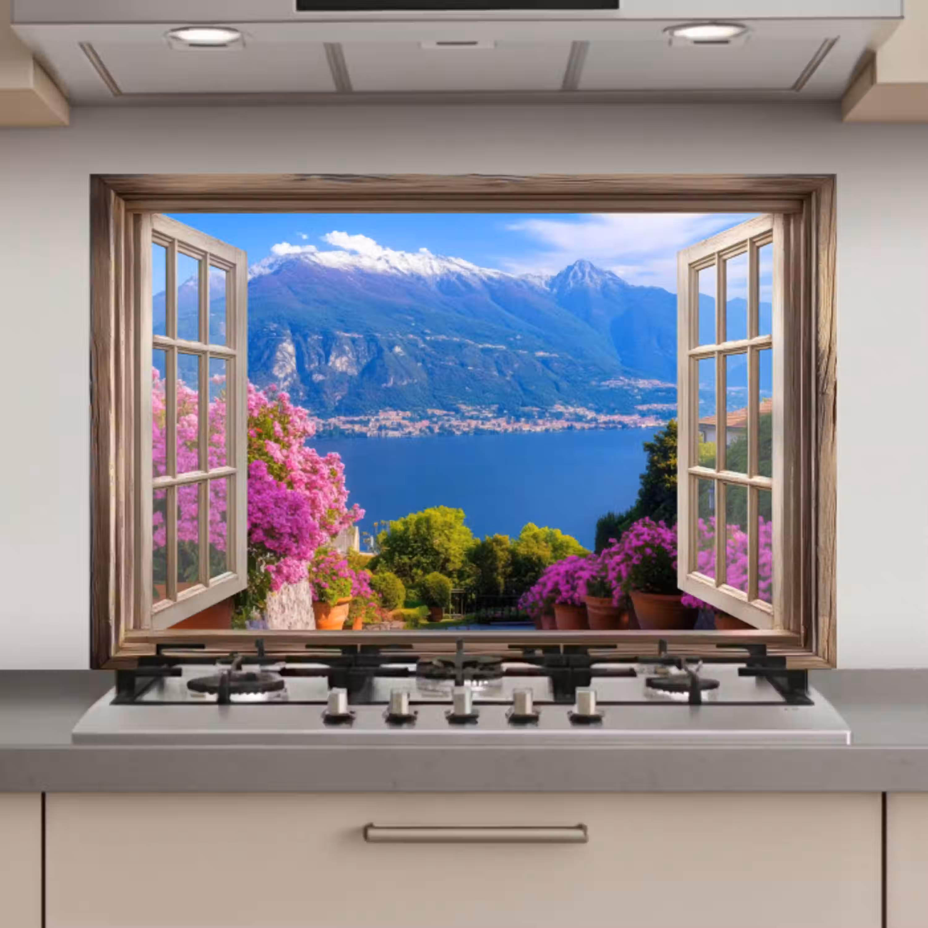 Doorkijk - Berg - Landschap - Uitzicht - Meer keuken achterwand spatscherm klein -3d_website