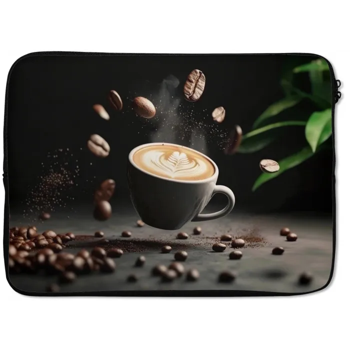 Cappuccino - Kop - Bonen - Bruin laptophoes neopreen klein -zkaufland3dotto