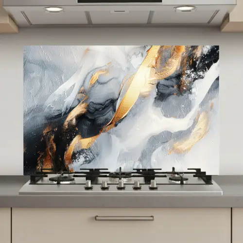 Kunst - Goud - Luxe - Abstract - Modern keuken achterwand spatscherm klein -3d_website