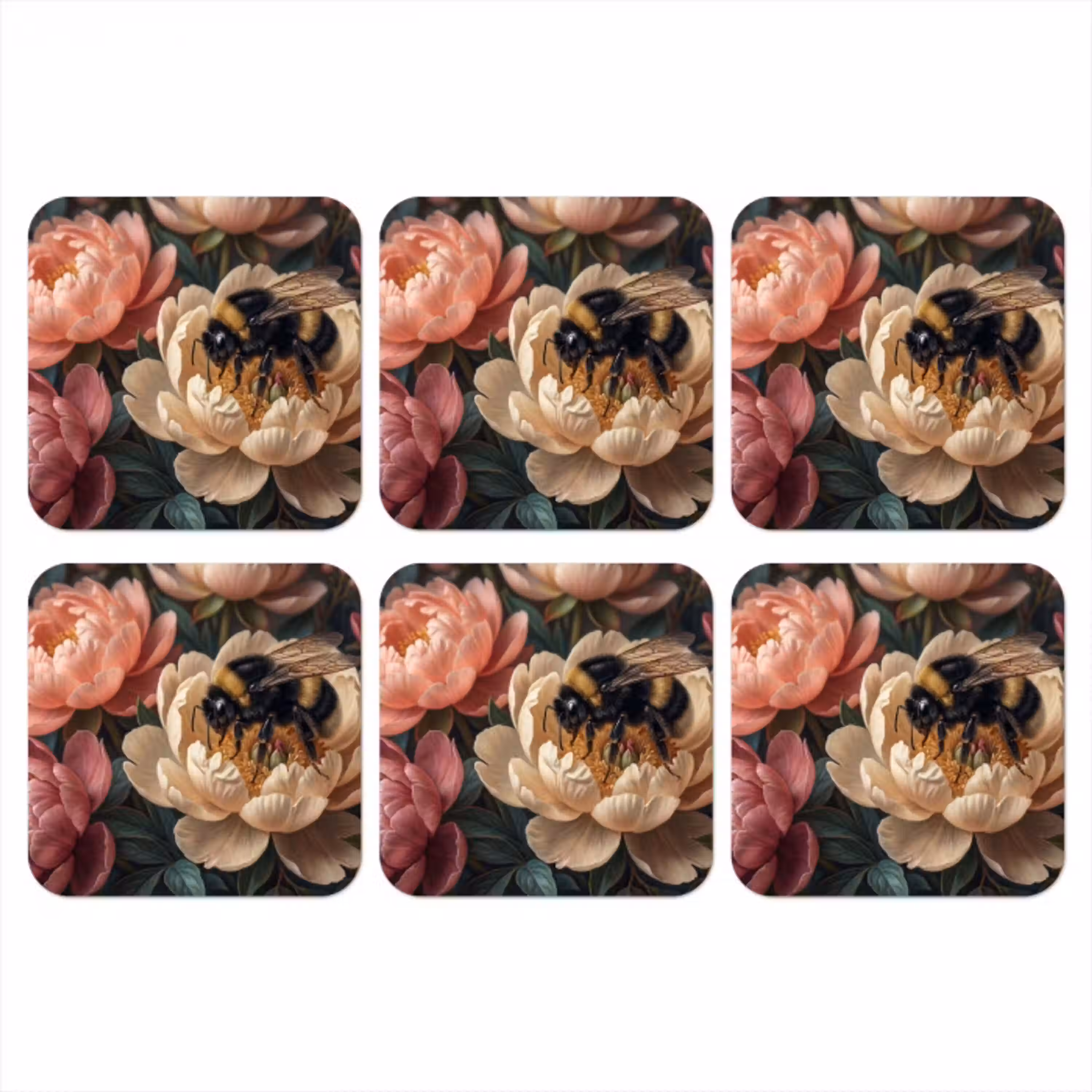 Bloemen - Insect - Natuur - Roze onderzetter kurk middel -3d