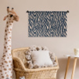 Zebra - Patroon - Blauw - Beige Wandkleed katoen klein 269 -wsfeer5_kind