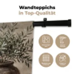 Olijfplant - Aardenpot - Abstract - Beige Wandkleed katoen klein -tsfeer2_DE