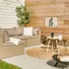 Minimalistisch - Tak - Bladeren - Zwart tuinposter los doek klein -sfeer4