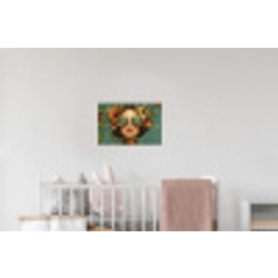 Vrouw - Bloemen - Vlinders - Natuur - Vintage Muursticker klein -kinderkamer