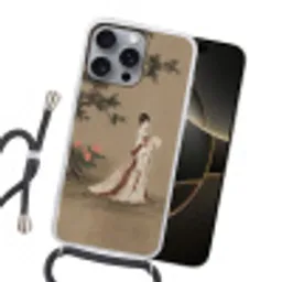 Vrouw - Azië - Kunst - Beige Hoesje iPhone 16 Pro Max met koord klein -sfeer1