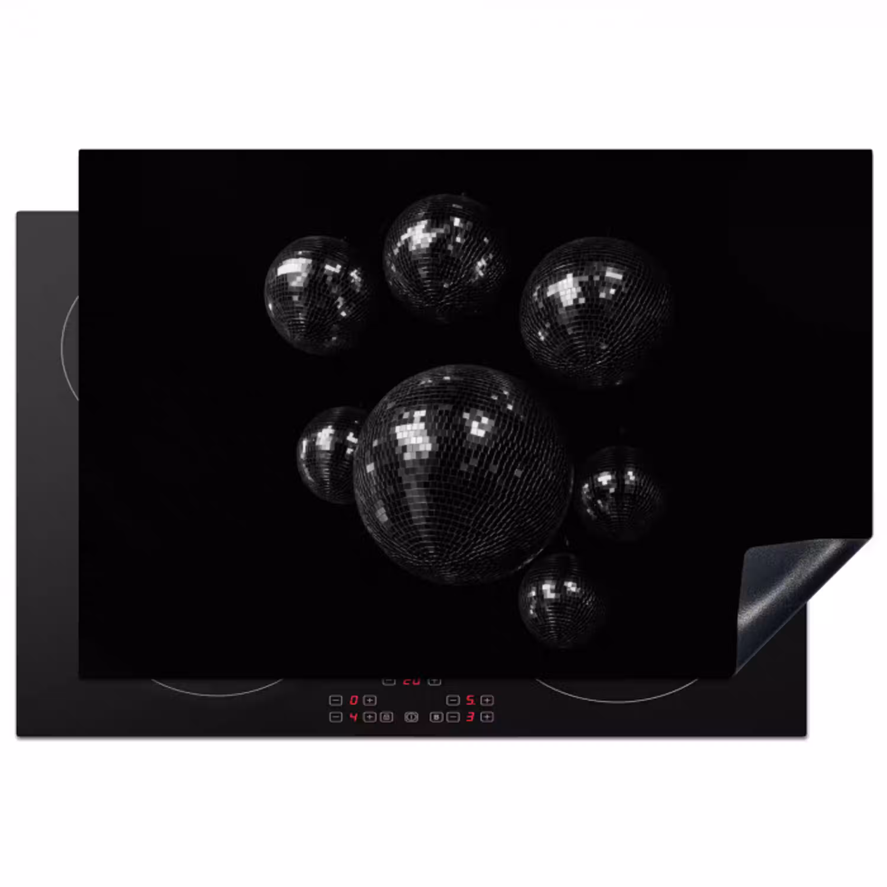 Discoballen - Minimalistisch - Zwart Inductie beschermer vinyl 3mm klein -3d