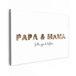 Papa & Mama - Lettercollage Tuinposter op houten frame 2 cm dik klein -3d