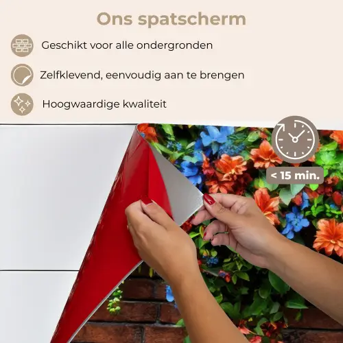Bloemen - Muur - Groen - Oranje keuken achterwand spatscherm klein -spatscherm_NL