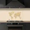 Wereldkaart - Realistisch - Beige keuken achterwand spatscherm klein -sfeer1