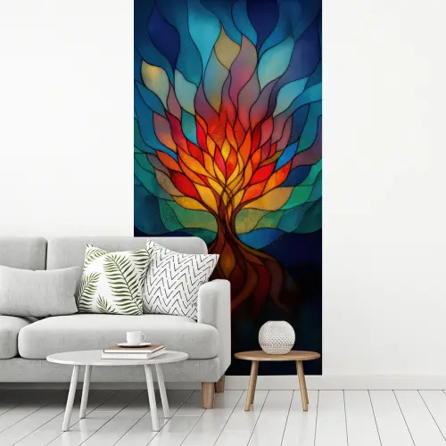 Sierglas - Boom - Rood - Vlakken fotobehang vinyl groot -woonkamer