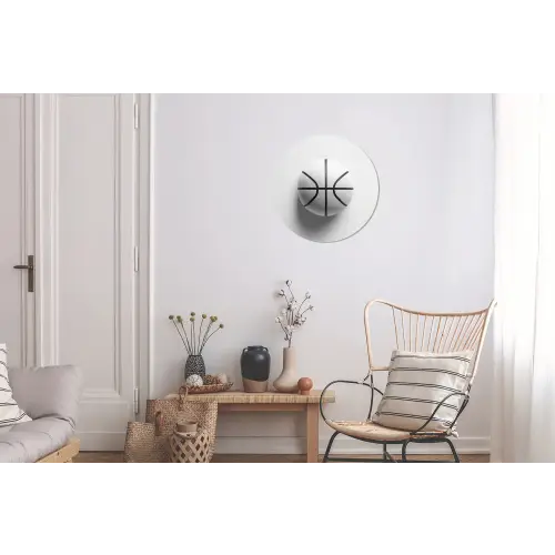 Basketbal - Wit - Schaduw - Lijnen Wandcirkel aluminium klein -woonkamer
