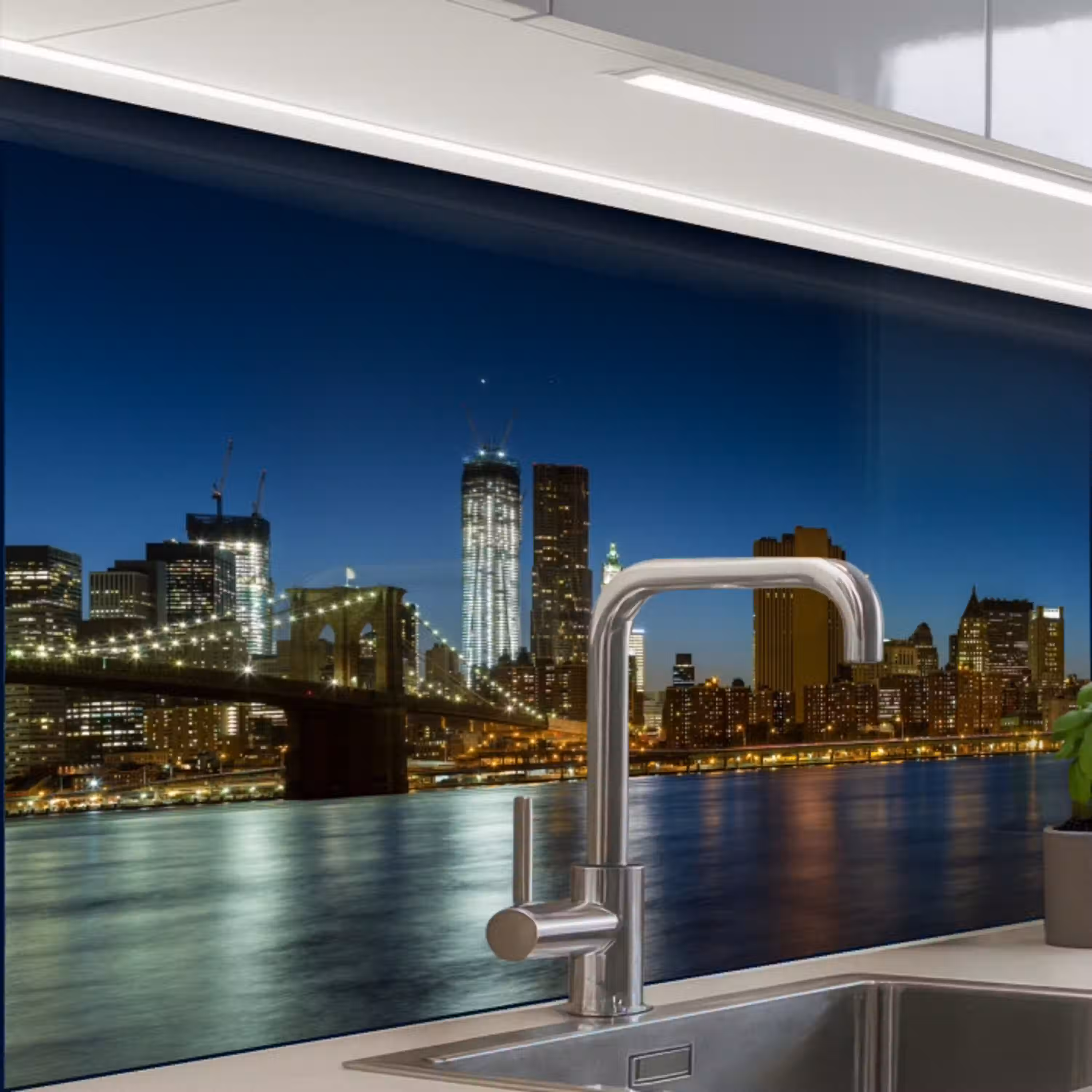 Stadslichten - Avond - Skyline - Brug keuken achterwand 2 middel -zzzz3d_schuin
