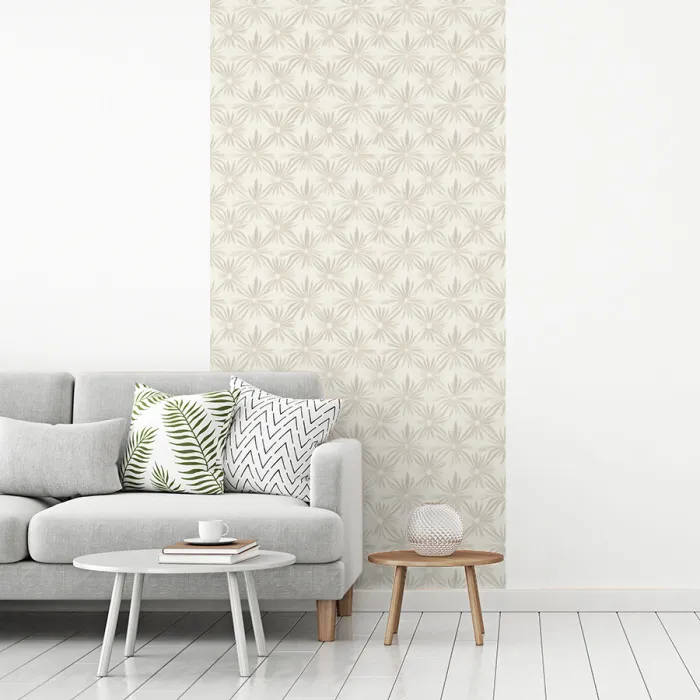 Patroon - Bloemen - Beige fotobehang vinyl groot 64 -woonkamer