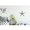 Blauwe zeester - Minimalistisch - Beige Wandcirkel aluminium klein -kinderkamer