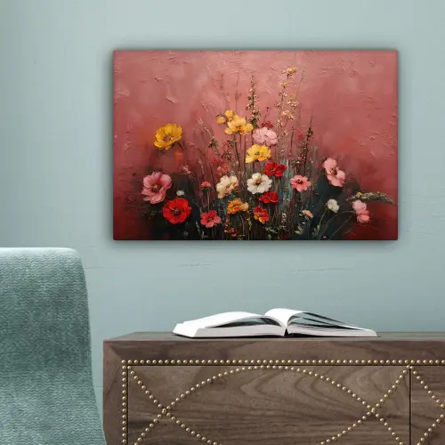 Bloemenboeket - Fijne details - Roze canvas 2cm klein -sfeer4