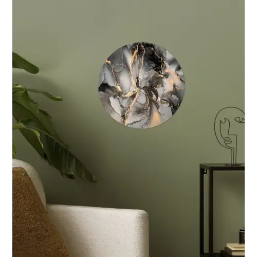 Grijs - Luxe  - Goud - Marmer Wandcirkel behangsticker klein -sfeer2