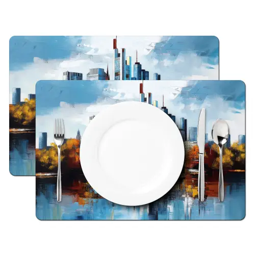 Bomen Frankfurt- Stad - Skyline - Brug Placemat vinyl groot -zzsfeer2_Kitchenyeah-website
