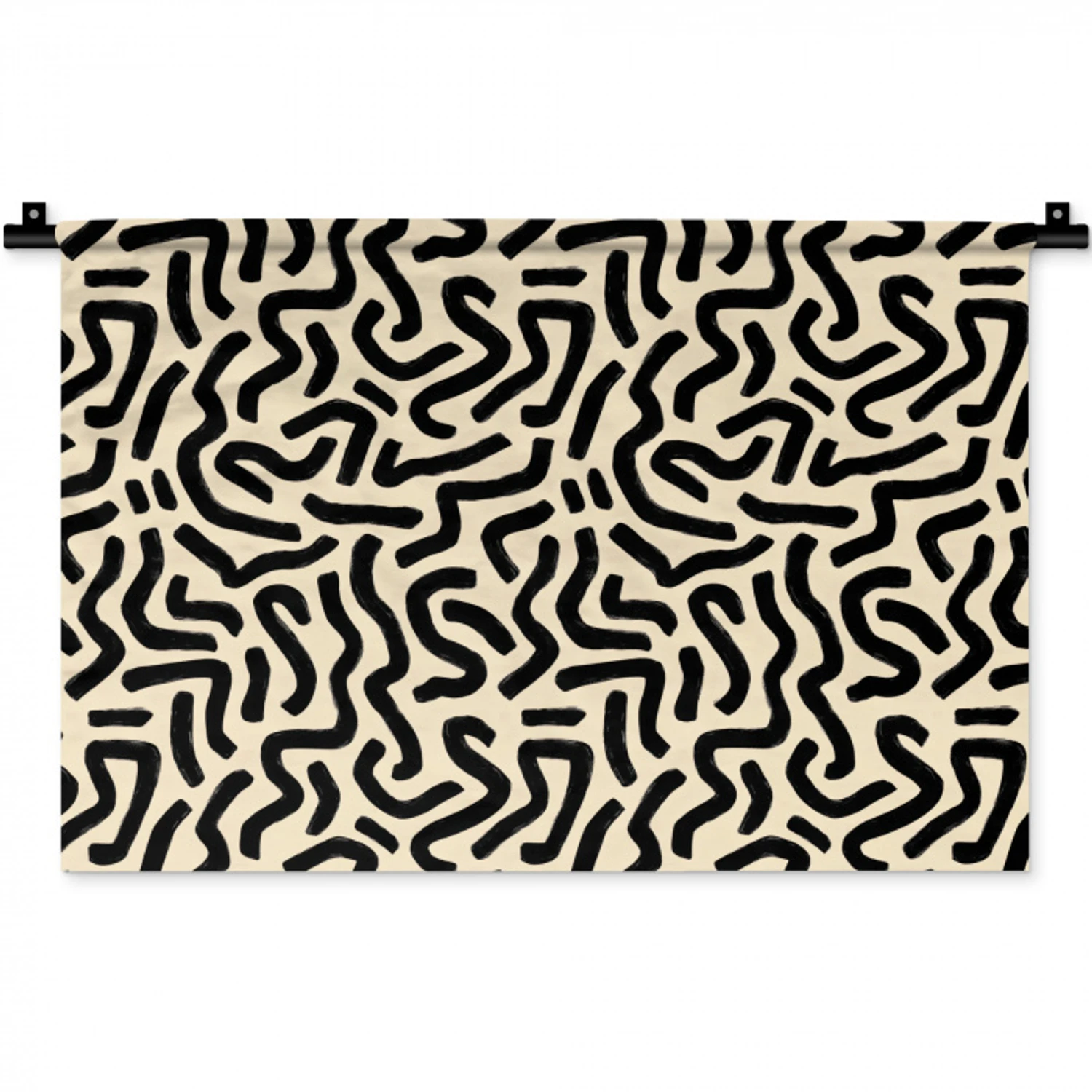 Abstract - Lijnen - Zwart Wandkleed katoen klein 269 -zz3d