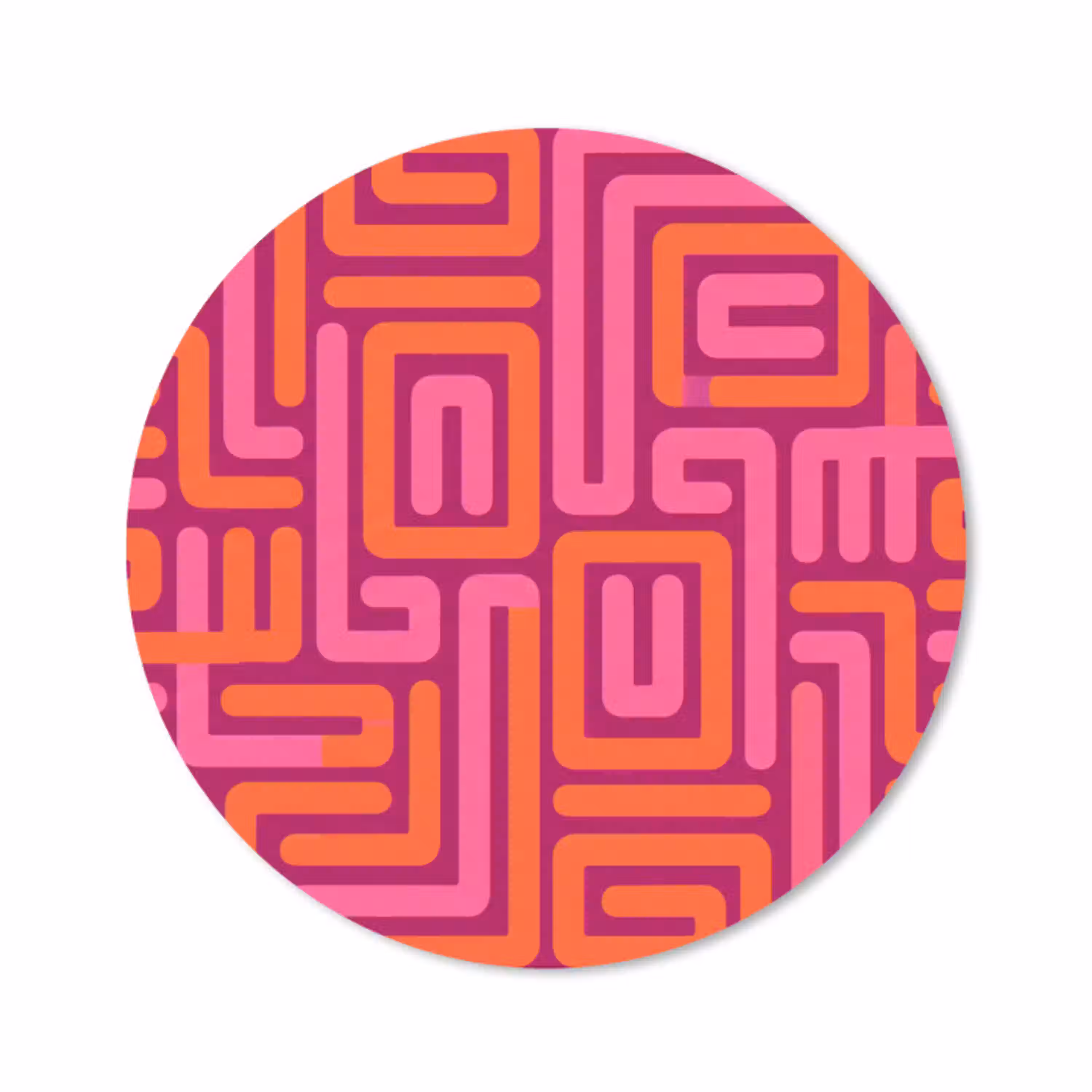 Abstract - Patroon - Lijnen - Roze - Oranje Muismat rond klein -3d