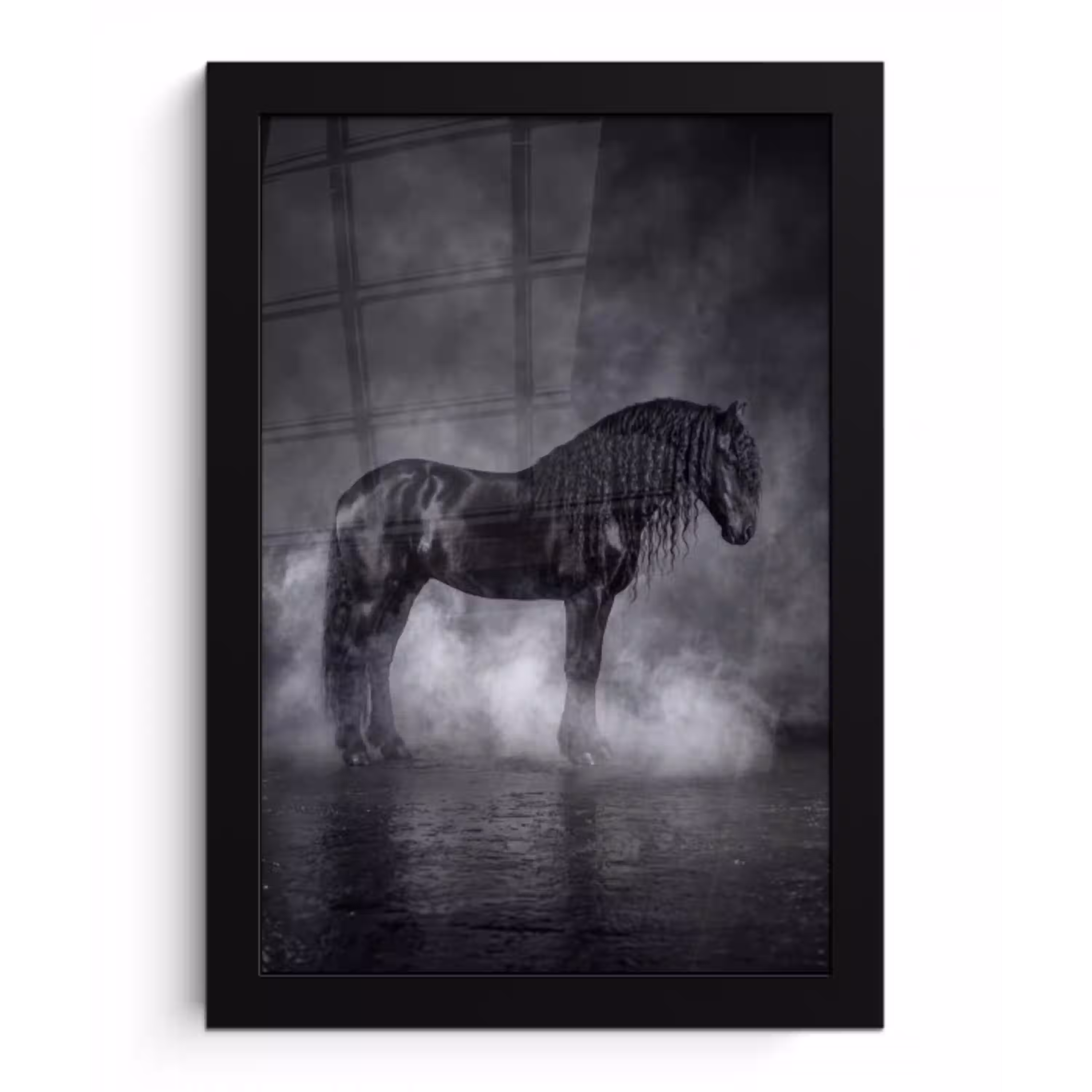 Paard - Magisch - Zwart fotolijst zwart zonder passe partout klein -3d