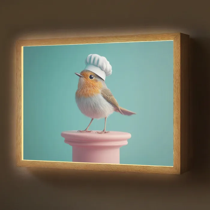 Roodborstje - Vogel - Koksmuts - Sokkel Light Box met batterij (Wandlamp) middel -z3d_website
