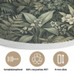 Jungle - Bladeren - Botanisch - Groen Akoestische PET Vilt - Rond klein -closeup_DE