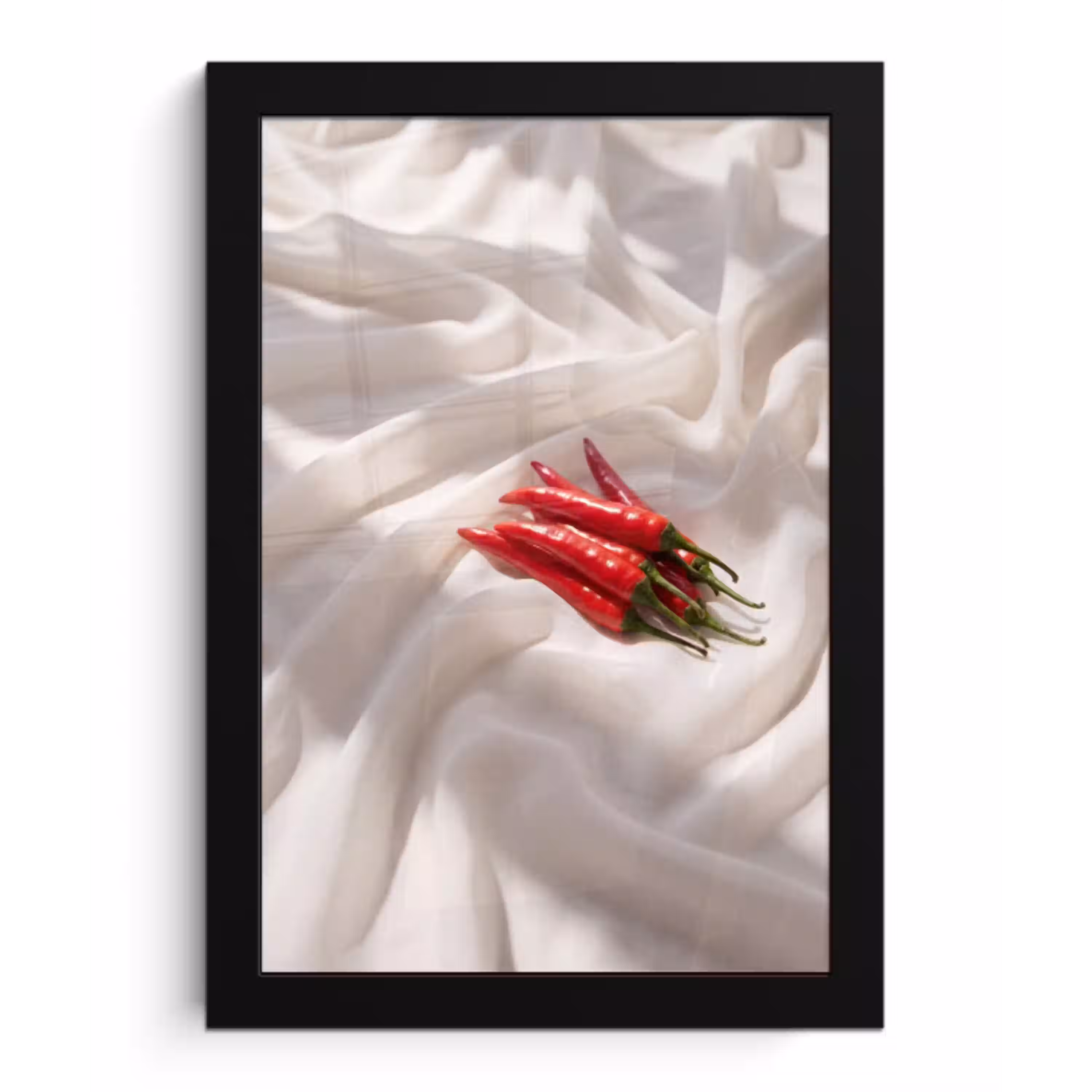 Peper - Rood - Eten fotolijst zwart zonder passe partout klein -3d