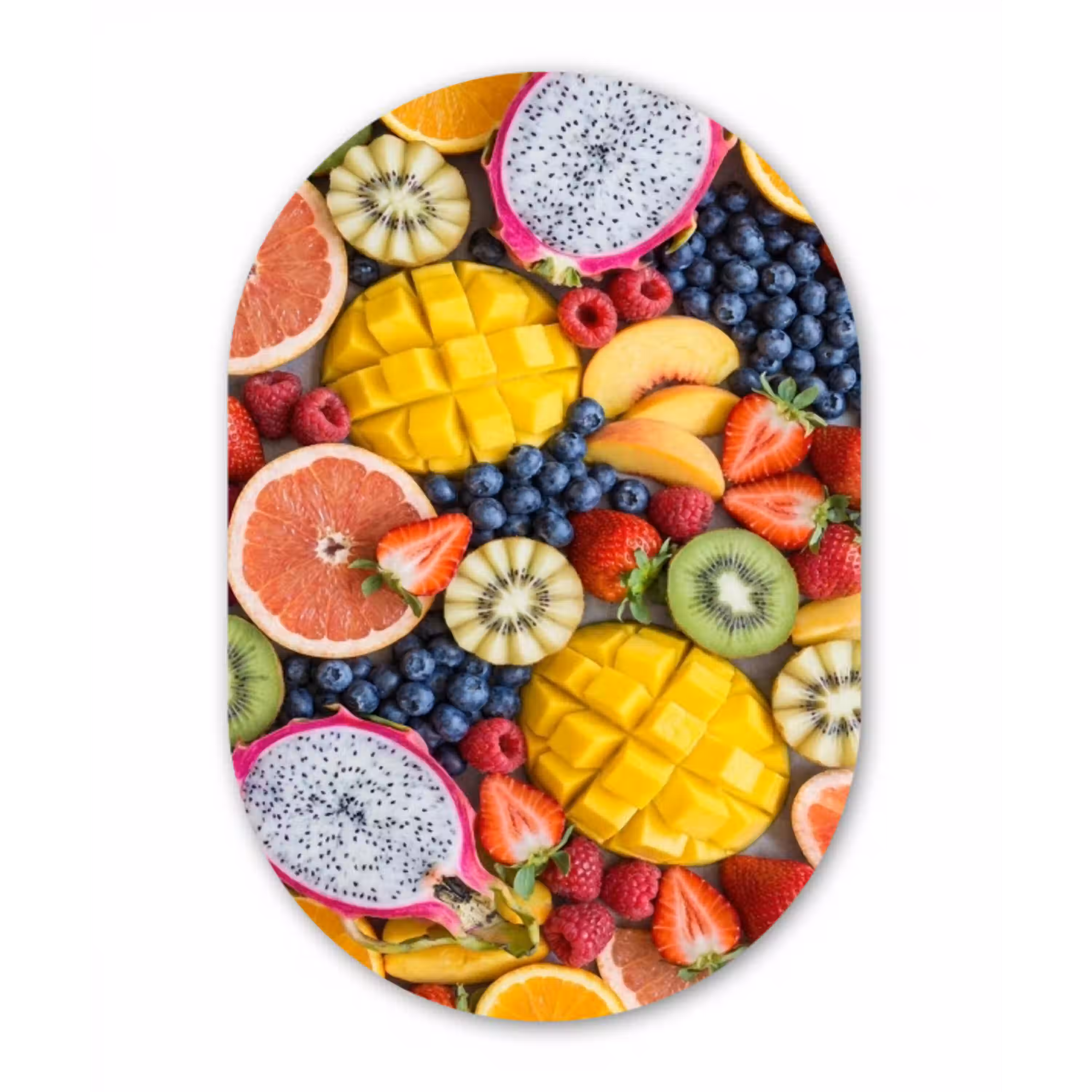 Fruit - Versneden - Kleurrijk - Eten - Gezond Wandcirkel Ovaal Aluminium middel -3d