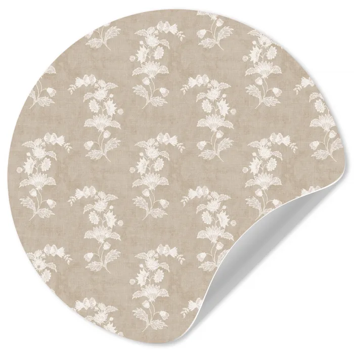 Motief - Beige - Linnen Wandcirkel behangsticker klein 186 -3d