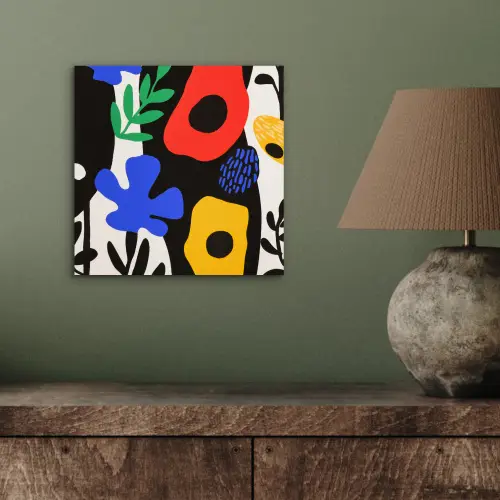Bloemen - Bladeren - Abstract - Zwart aluminium wit klein -sfeer2