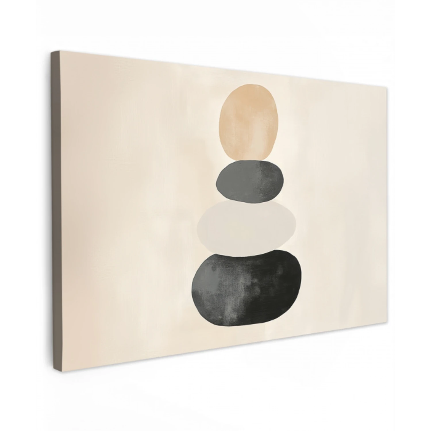 Japandi - Wabi sabi - Beige Tuinposter op houten frame 2 cm dik klein -3d